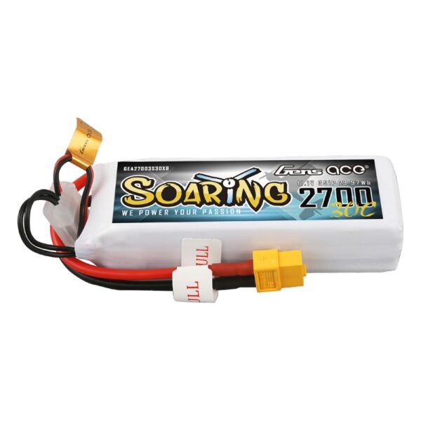 Gens ace Soaring 2700mAh 11.1V 30C 3S1P LiPo Battery Pack with XT60 Plug - Image 2