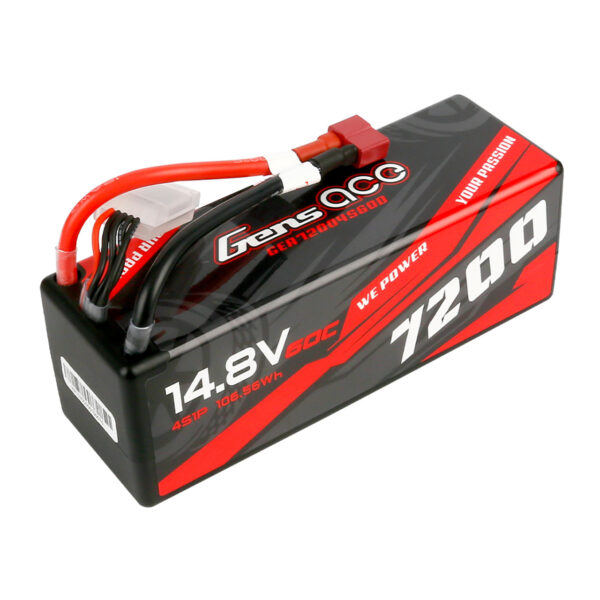 Gens Ace 7200mAh 14.8V 60C 4S1P HardCase Lipo Battery - Image 2