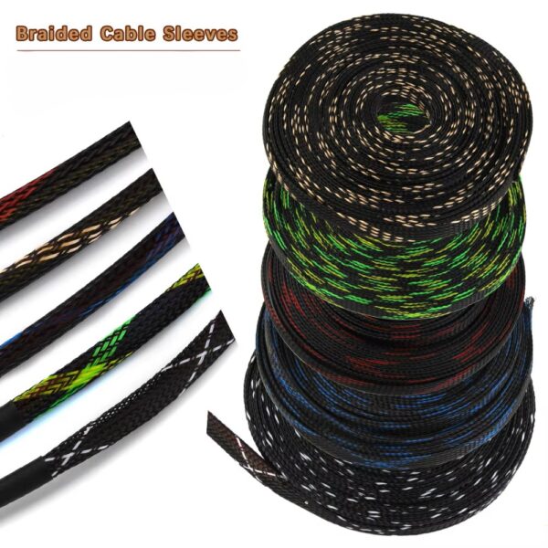 8mm Cable Sleeve Expandable Mesh Wire PET Nylon Braided Cable Sleeving Tube (1 Feet)